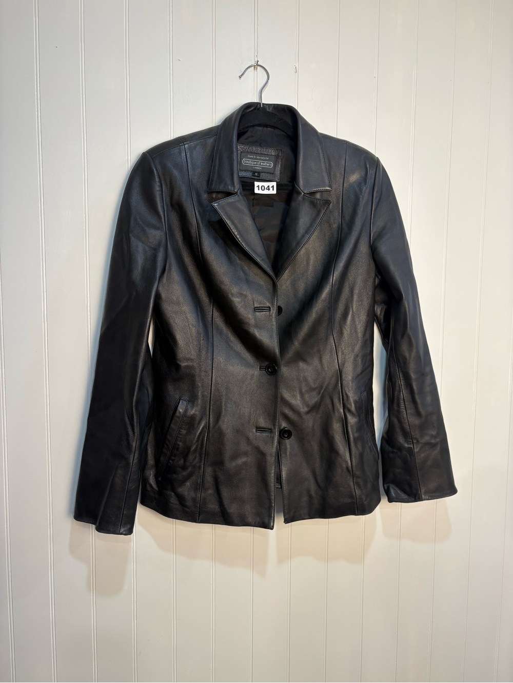 Vintage Black Genuine Leather Jacket Women’s Tailored Minimalist 90s Coat 12 - Picture 13 of 13